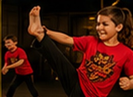 A young member landing a high kick